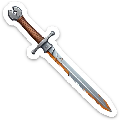 Short Broken rusty sword — cracked edge, worn grip sticker