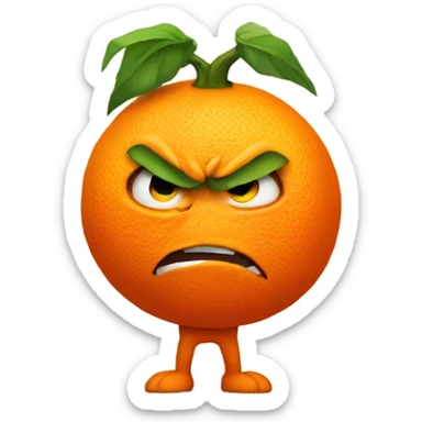 Angry orange with muscular arms sticker