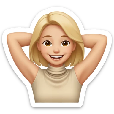 girl putting arms around her neck laughing sticker