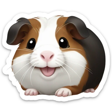 cute happy guinea pig black brown white sticker