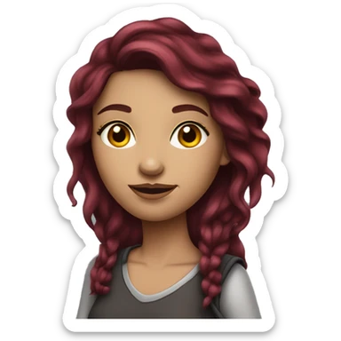 Beautiful tattooed  burgundy long haired woman crossing the street sticker