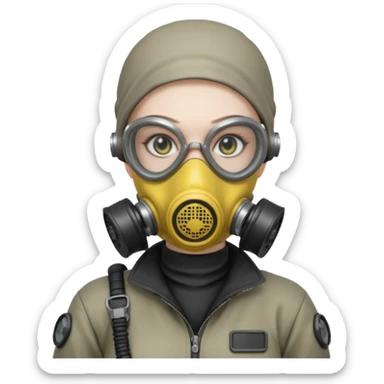 cyberpunk gasmask girl programmer bald sticker