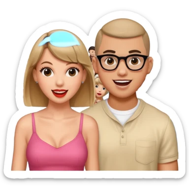 bad bunny, taylor swift singing together sticker