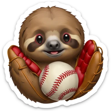 Sloth holding a Baseball in a tie dye baseball glove sticker