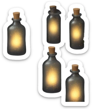 Black magic fairy light sparkling old Antique bottle with poison and with herbal and flowers sticker