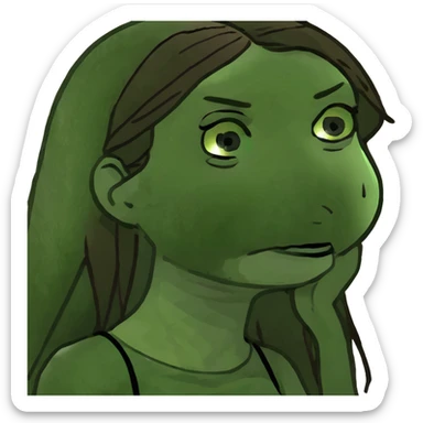 fair skinned girl with long straight brown hair looking bored sticker