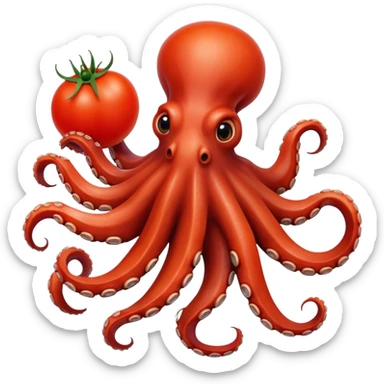 Octopus with some tomatoes  sticker