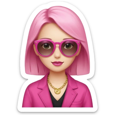 pink girl with wealth with sunglass on top sticker