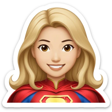 Asian superhero wife with long b dark blonde hair light skin smiling sticker