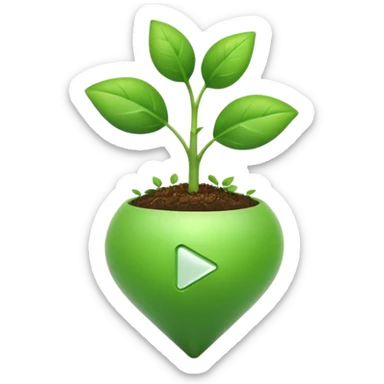 YouTube play icon growing from a small sprout sticker