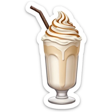 Cinematic Realistic Milkshake Drink Emoji, depicted as a thick, creamy milkshake with a swirl of whipped cream rendered with rich textures and inviting, nostalgic lighting. sticker