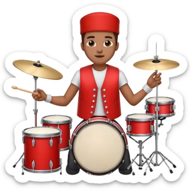 Drummer + red vest. sticker
