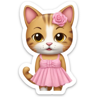 cat with dress pink cute sticker