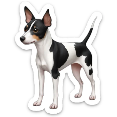 rat terrier colored like a black and white cow standing sticker
