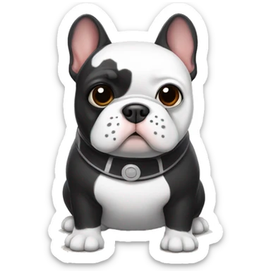 Black & white frenchie with baymax costume sticker