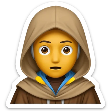 Jedi wearing hood emoji eyes covered by hood sticker