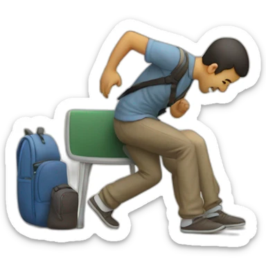 imagen estilizada de un estudiante sacando fotocopias sticker