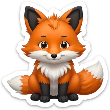 Floofy the Creampuff fox blackish gray fur color chubby Black paws orange color 3 tails sticker