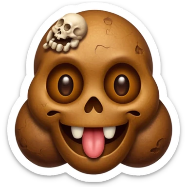 a poop emoji with 3 tiny skulls inside sticker