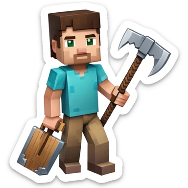 Minecraft character with a pickaxe sticker