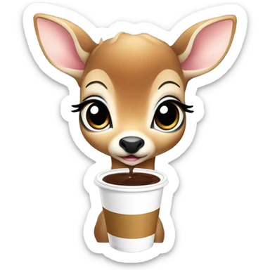 Baby deer drinking iced coffee sticker