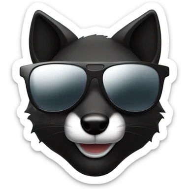 Black fox with sunglasses  sticker