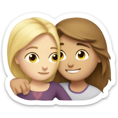 brown haired boy hugging fat blonde girl sticker