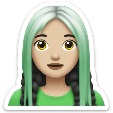 Billie eilish with her black and green hair sticker