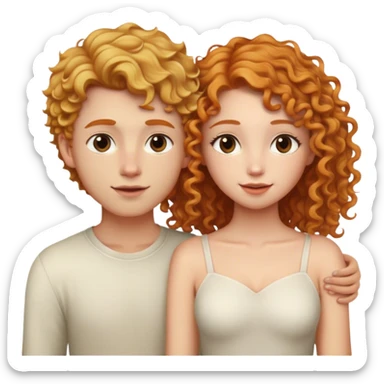 blonde straight hair girl and ginger curly hair boy in love  sticker