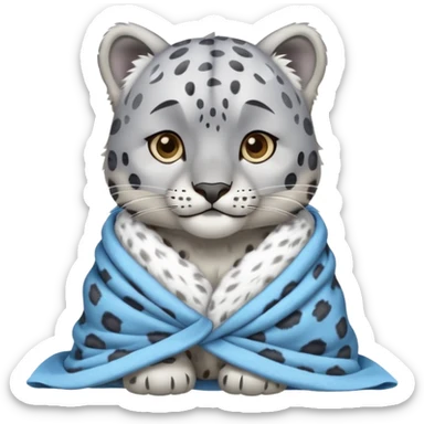 Shivering snow leopard with blanket sticker