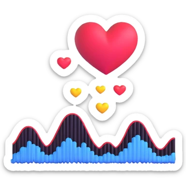 adorable sound wave character with love hearts falling in love with beautiful music sticker
