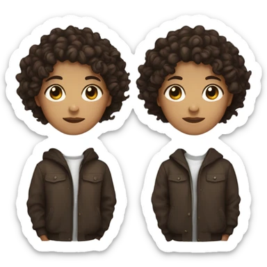 Dark brown curly hair with dark brown eyes and between brown and white  sticker