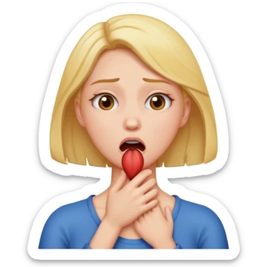 women chocking herself sticker