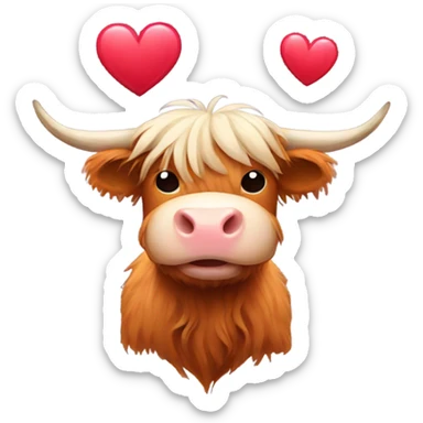 Highland cow with heart sticker