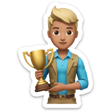 Fait moi une miniature YouTube avec un soin fortnite qui tien un tropher sticker