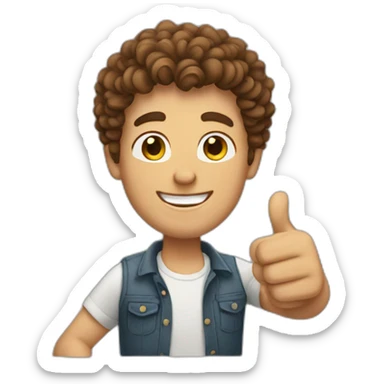 guy with curly short brown hair giving the thumbs up sticker