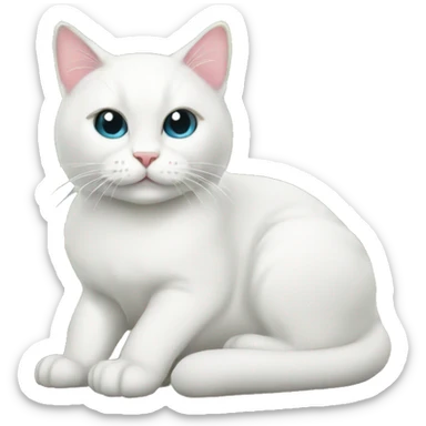 White cat sitting Christmas tree  sticker
