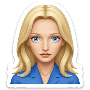 Uma Thurman with blue eyes, long hair sticker