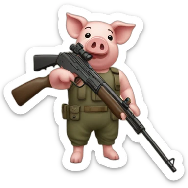 Cochon avec un fusil a pompe sticker