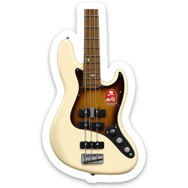 Cream colored fender fretless jazz bass sticker