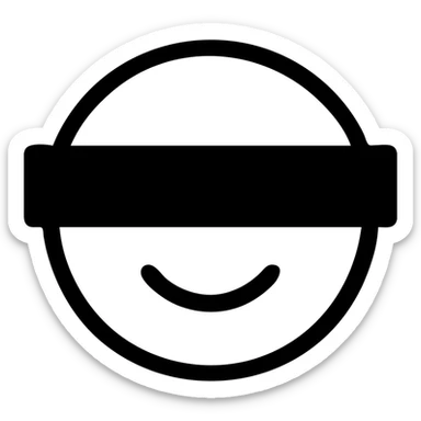 minimalist emoji face, eyes hidden by a black censor bar, no extra details, simple and clean design sticker