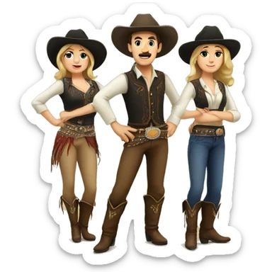 Caucasion country western dancers sticker