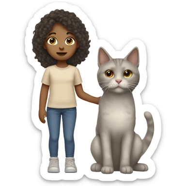 A kid with a cat rag doll cat with greysh nose and forehead and noermal fur gray eyes and beige body and the girl who is carrying is a brunette  sticker