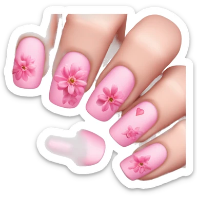 Pink heart-pink flower-pink nails sticker