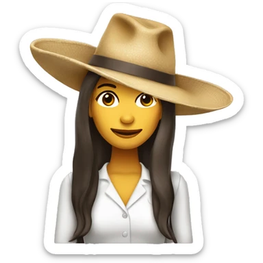 Mujer Paleontologa de piel blanca, cabello largo café y sombrero  sticker