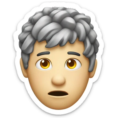 Person in anguish with tv static over their forehead sticker