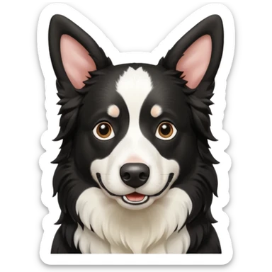 A black and white border collie with cow's horns. sticker