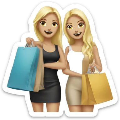 Two blonde white girls shopping with bags sticker