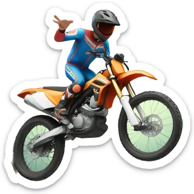 Bike jumping off a jump with no rider sticker