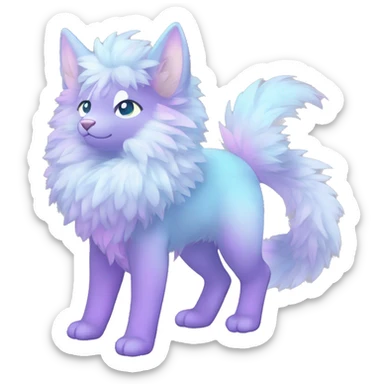 Shiny Sparkly Colorful Fluffy beautiful fantasy Kawaii Ethereal Anthro Sona Fakemon-animal Full Body sticker